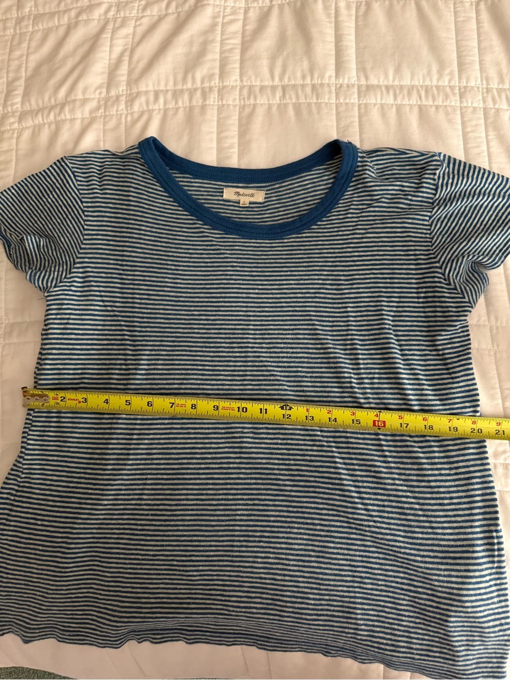Madewell Teal and White Striped Short-Sleeve Tee - Picture 4 of 5